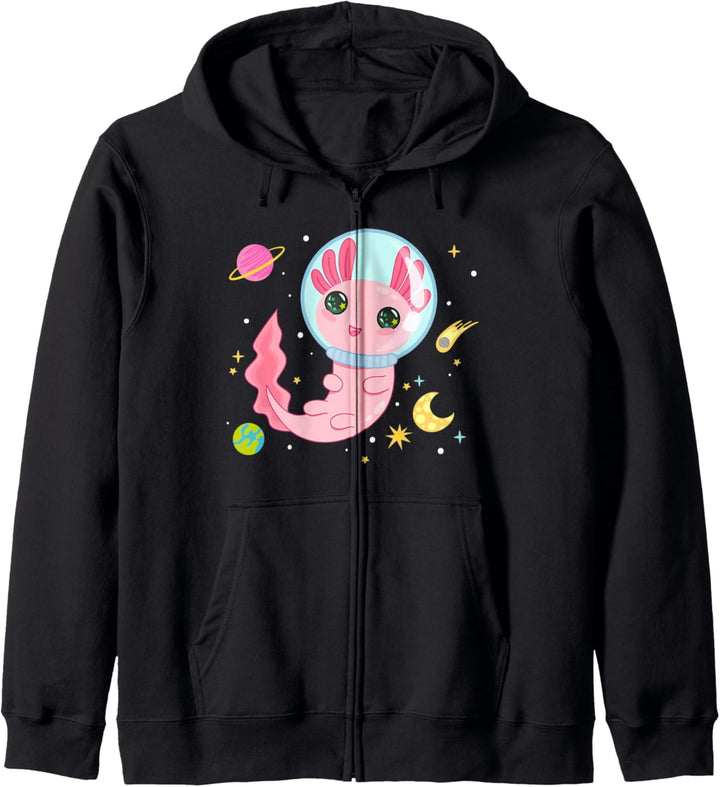 Axolotl Hemd Kawaii Pastell Aquarium Haustier Fisch Space Axolotl Kapuzenjacke