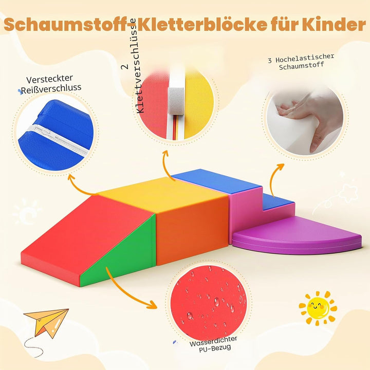 Baby-Schaumstoffbausteine, Softplay-Set für Kleinkinder von 1–3 Jahren, Baby-Kletterturm mit Rutsche
