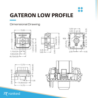 Ranked Gateron Ks-33 Low-Profile-Tastenschalter v2 für mechanische Gaming-Tastaturen | Plate Mounted