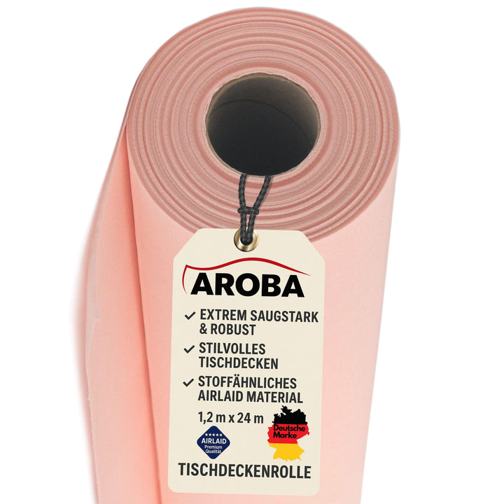 AROBA 1x Airlaid Tischdeckenrolle (Rosa, 1,2 m x 24 m) - Stoffähnliche Tischdecke - Hochwertige Tisc