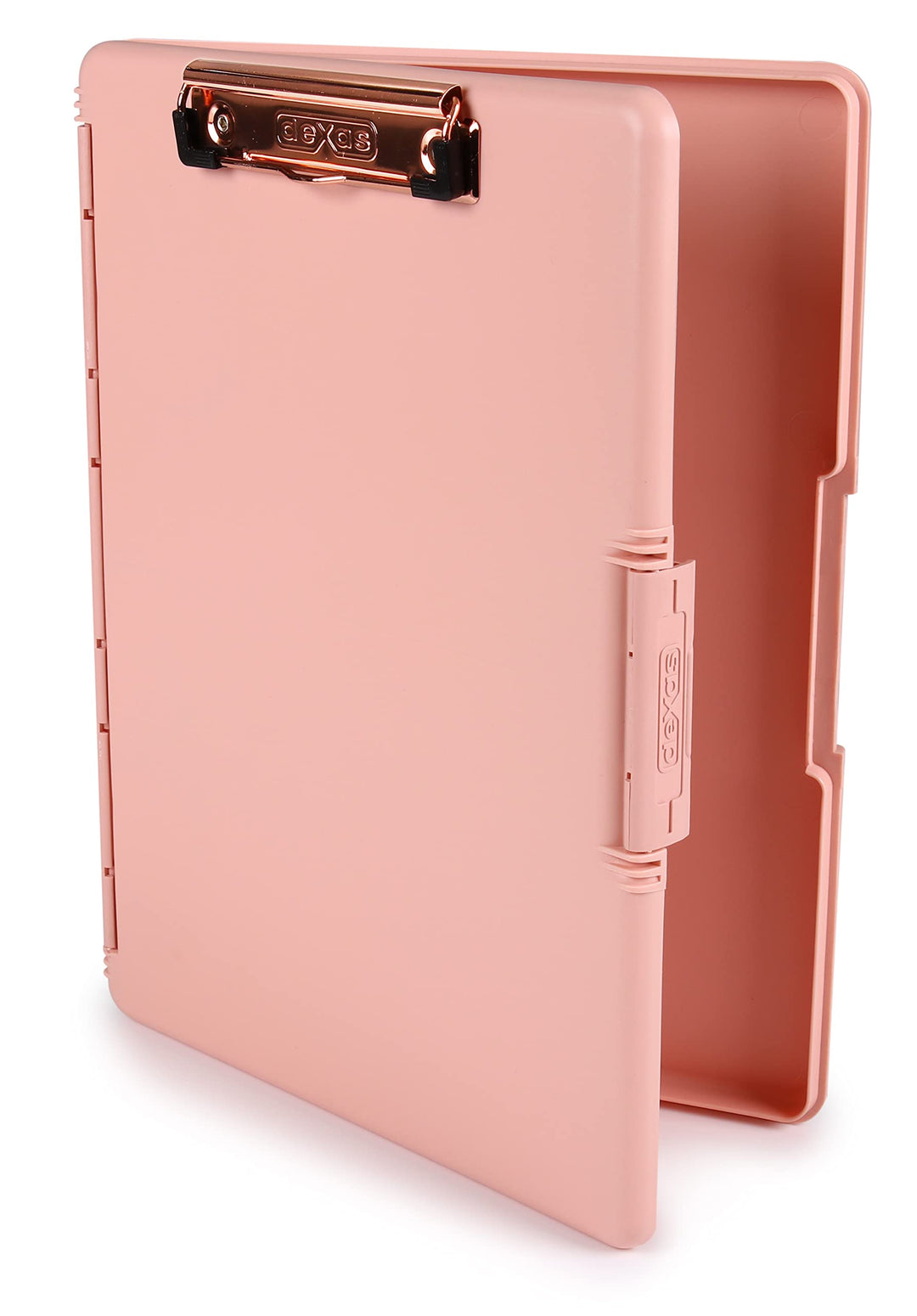 Dexas Slimcase 2, Kunststoff-Klemmbrett mit Aufbewahrung und seitlicher Öffnung, Blush Pink mit rosé