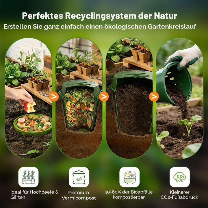 8L Unterirdisch Komposter Garten mit Deckel,PVC Wurmkomposter mit Belüftungslöcher,Organische Wurmki