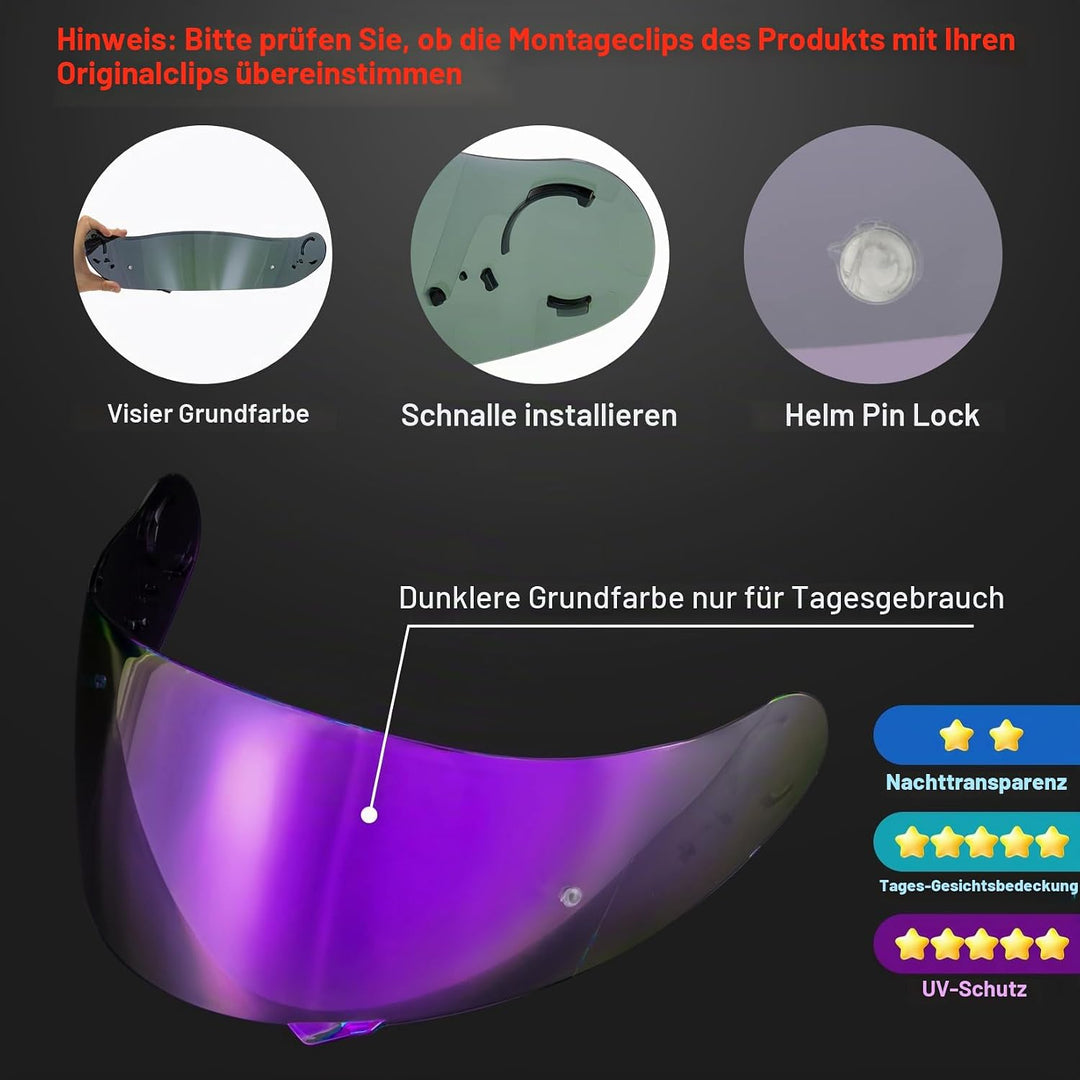 PSLER Helm Visier Verspiegelt für Shoei GT Air GT Air 2 TC-5 TC-9 Neotec CNS-1,Helmvisier Getöntes V