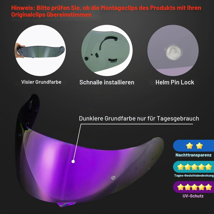 PSLER Helm Visier Verspiegelt für Shoei GT Air GT Air 2 TC-5 TC-9 Neotec CNS-1,Helmvisier Getöntes V