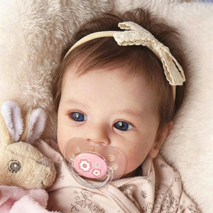 Zero pam Reborn Baby Puppe Lebensecht Mädchen Offene Augen, 48CM Realistische Babypuppe Weichkörper,