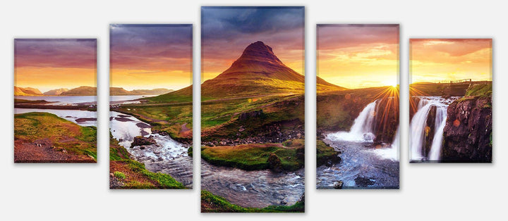 wandmotiv24 Leinwandbild Kirkjufell Berg, Island Variante 1-210 x 100cm Bilder auf Leinwand, Wandbil