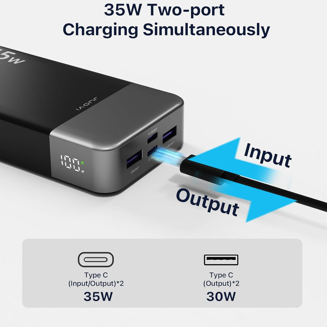 Portable Power Bank 20000mAh, JUOVI 35W tragbares Ladegerät, Akku-Pack Schnellladung, PD3.0 QC4.0 Ex