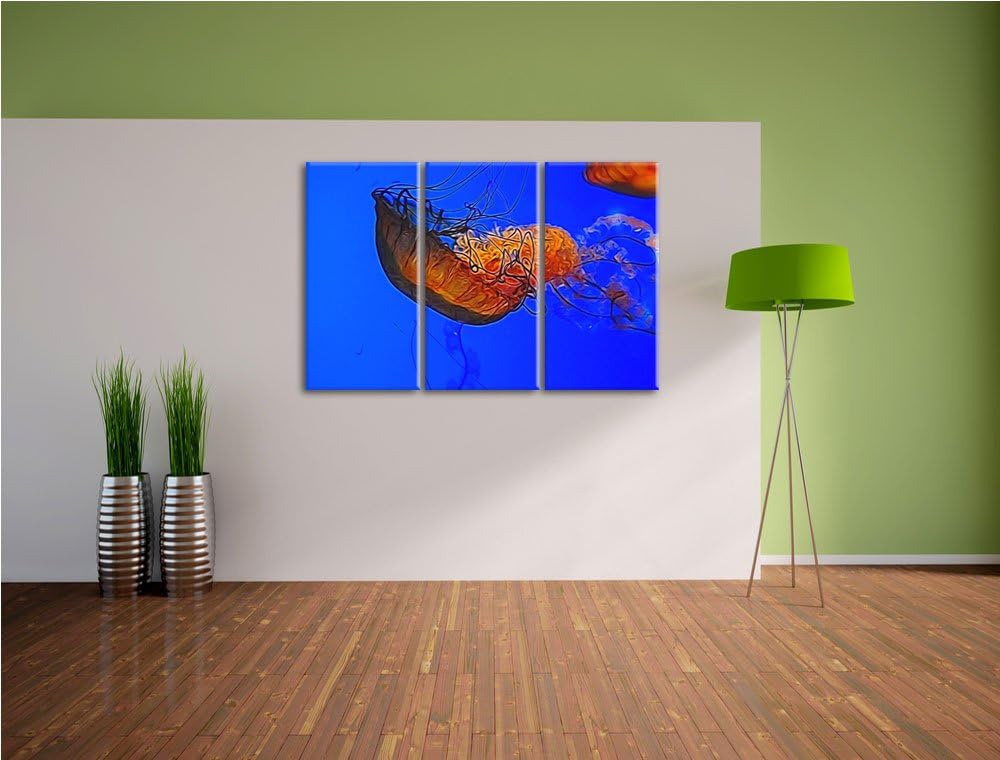 anmutige Qualle im Wasser NewArt 3-Teiler Leinwandbild 120x80 Bild auf Leinwand, XXL riesige Bilder
