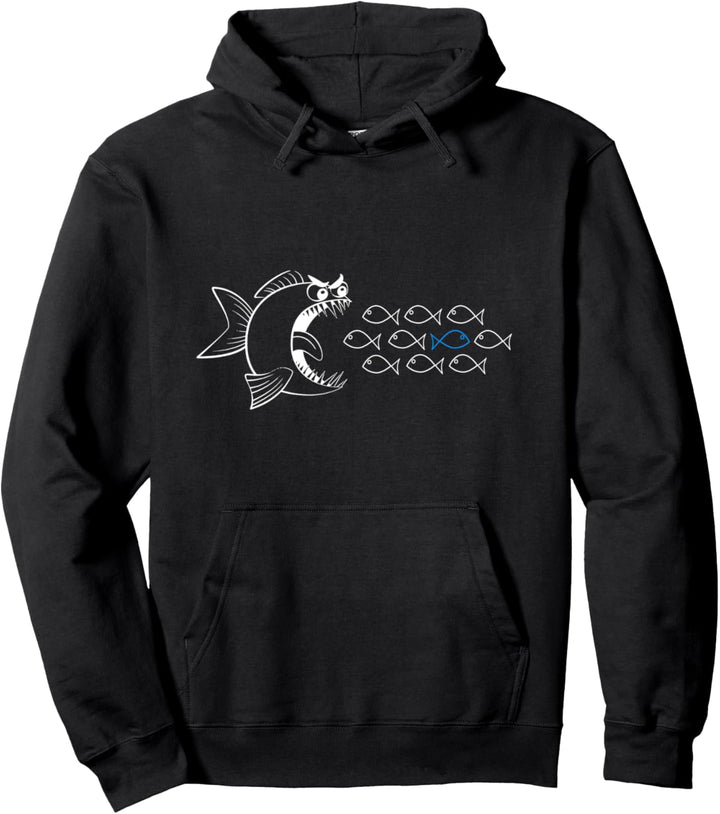 Gegen den Strom schwimmen Fische im Wasser Pullover Hoodie