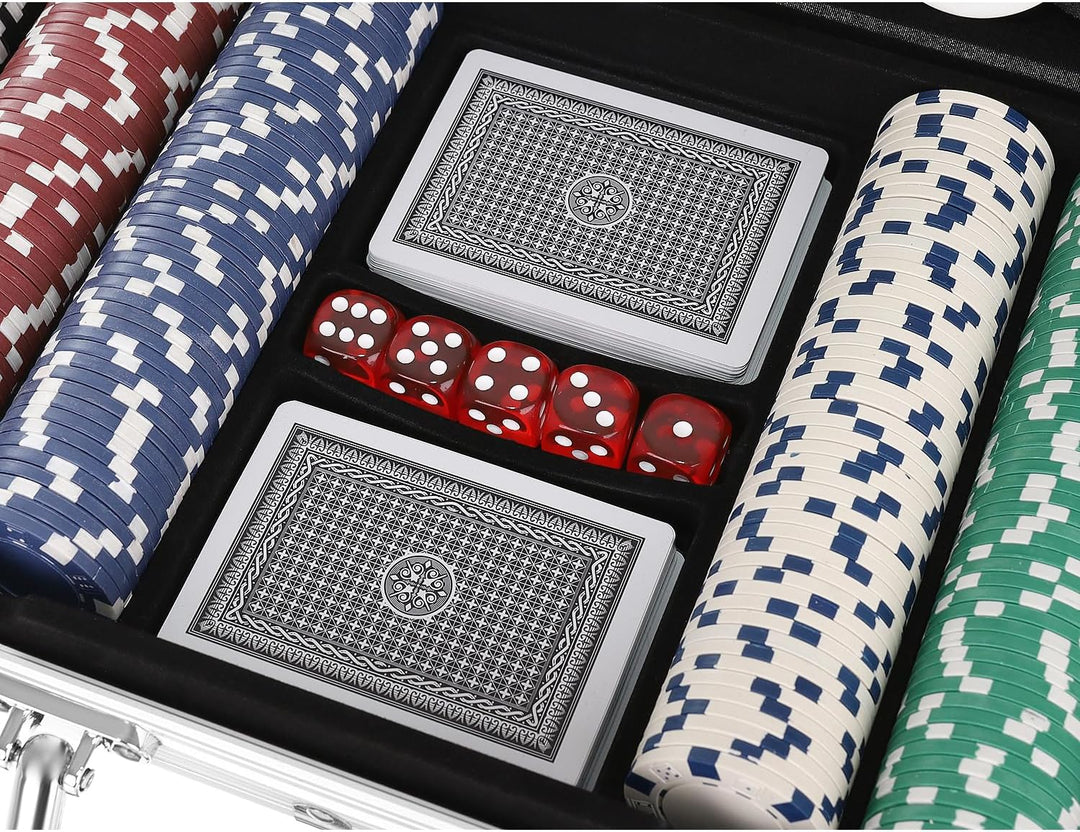 MT MALATEC Texas Holdem Pokerset mit Pokerkoffer aus Aluminium Abschliessbar 2 Kartendecks 300 Poker