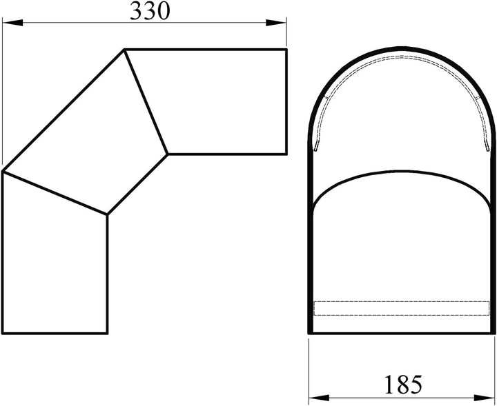 raik SH095-150-sw Raik Rauchrohrbogen/Ofenrohr 150mm - Thermoschild 90° schwarz