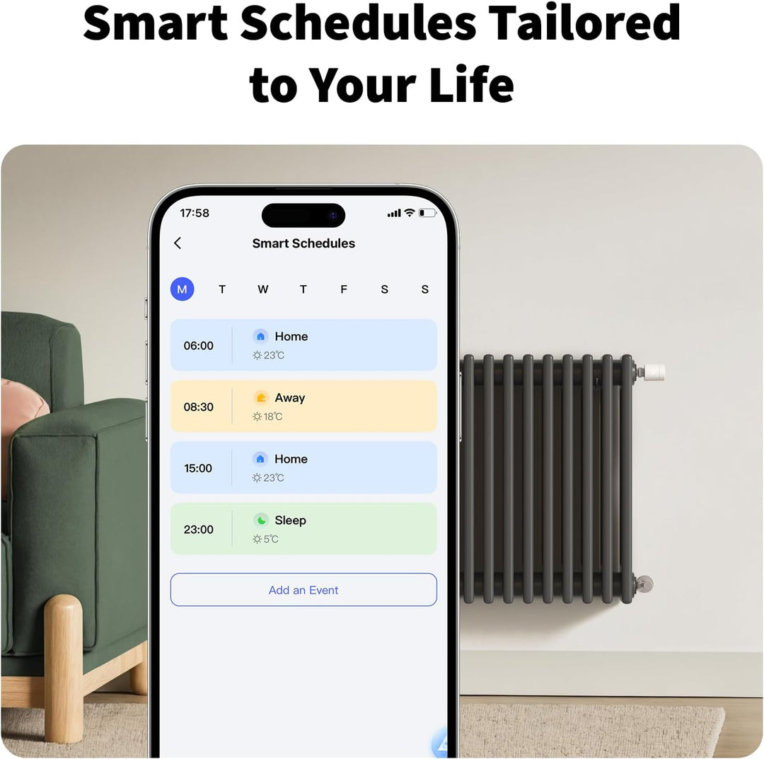 Aqara Smartes Heizkörperthermostat W600, Unterstützt Zigbee/Thread, Energiesparen, Sprachsteuerung,