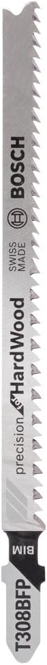 Bosch Accessories Professional 5 Stück Stichsägeblatt T 308 BFP Precision for Wood (für Holz, Länge
