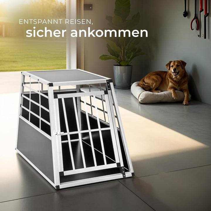 tectake® Hundebox Auto oder Hundebox für Zuhause, Aluminium Hundetransportbox, leicht und stabil, Au