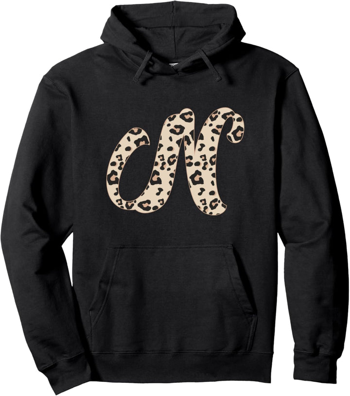 Leopardenmuster, niedlicher Initialbuchstabe N, Monogramm, für Erwachsene und Kinder Pullover Hoodie