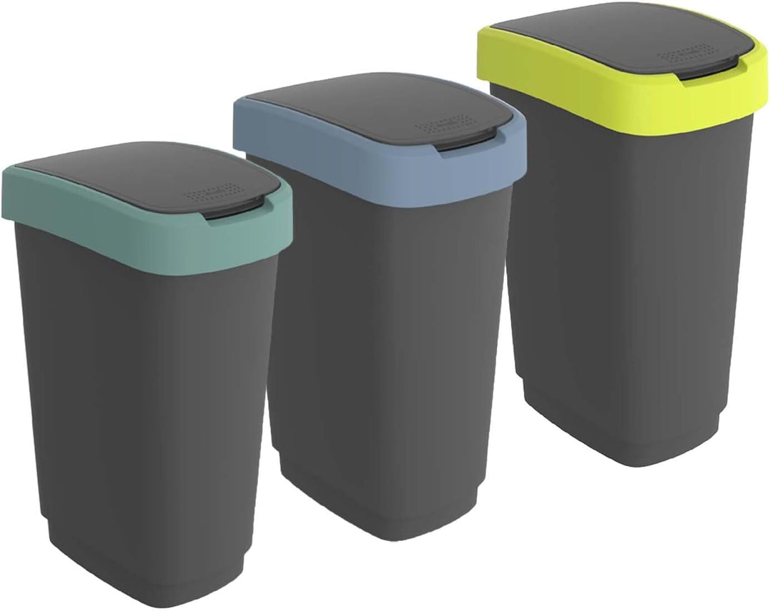 Rotho Twist 3er-Set Abfallbehälter Mülltrennungssystem Mülltrennung Mülleimer Recycling 3x 25L
