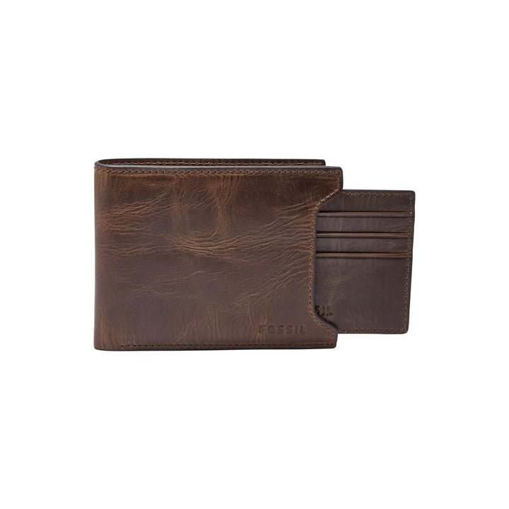 Fossil Brieftasche für Herren Derrick, 100% Leder Bifold Dunkelbraun 11,5 cm L x 2 cm B x 9 cm H ML3