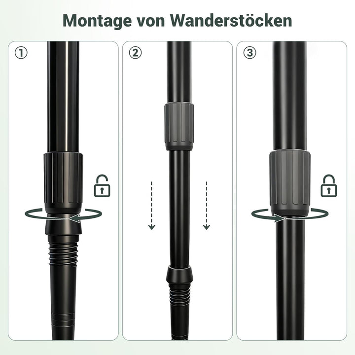 Nordic Walking Stöcke Ultraleicht 211g, Verstellbare Wanderstöcke 78-135cm, Professioneller Gehstock