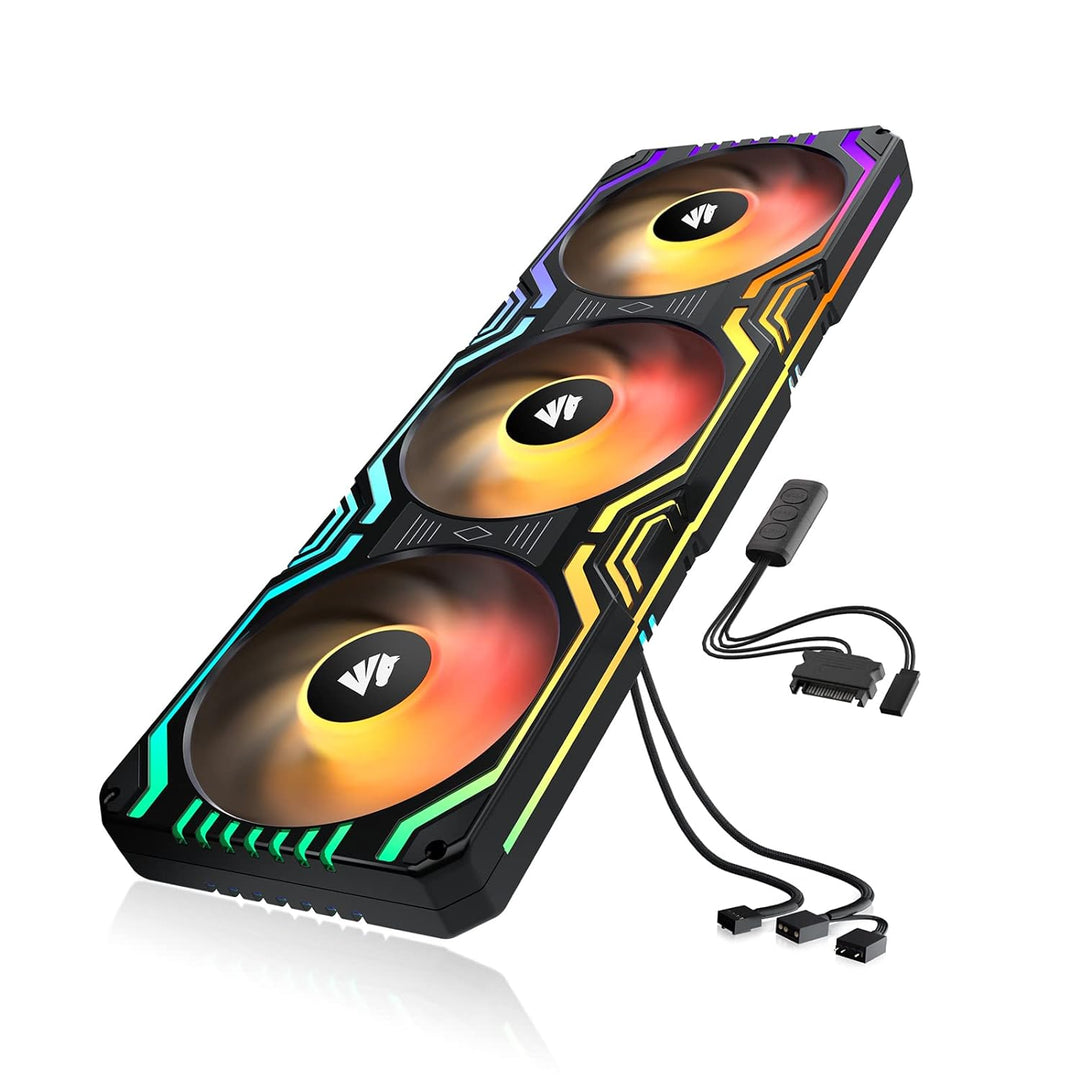 AsiaHorse 3 in 1 PC Gehäuselüfter, 3 * 120mm ARGB PC Lüfter mit 56 Adressierbare LEDs, CPU Gehäuse L
