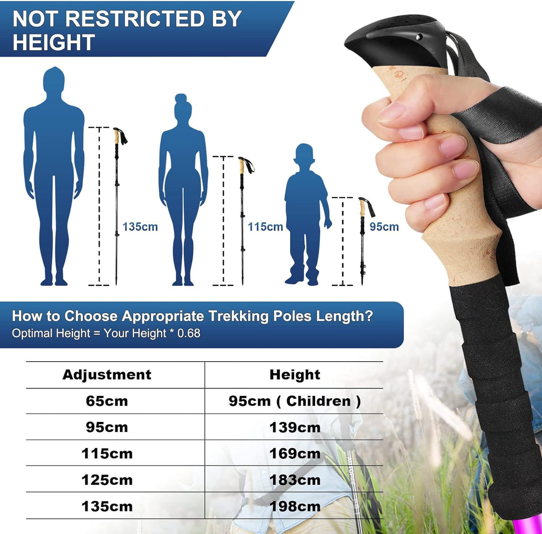 AUTOPkio Nordic Walking Stöcke, Wanderstöcke Verstellbar Walking Stöcke Teleskop 7075 Aluminium Trek