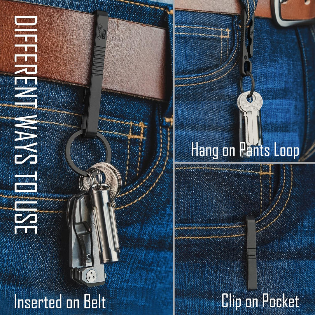 KeyUnity KM07 Titan-Schlüsselanhänger, Taschenclip, 2-in-1-Schlüsselringhalter für Gürtel mit Sechsk