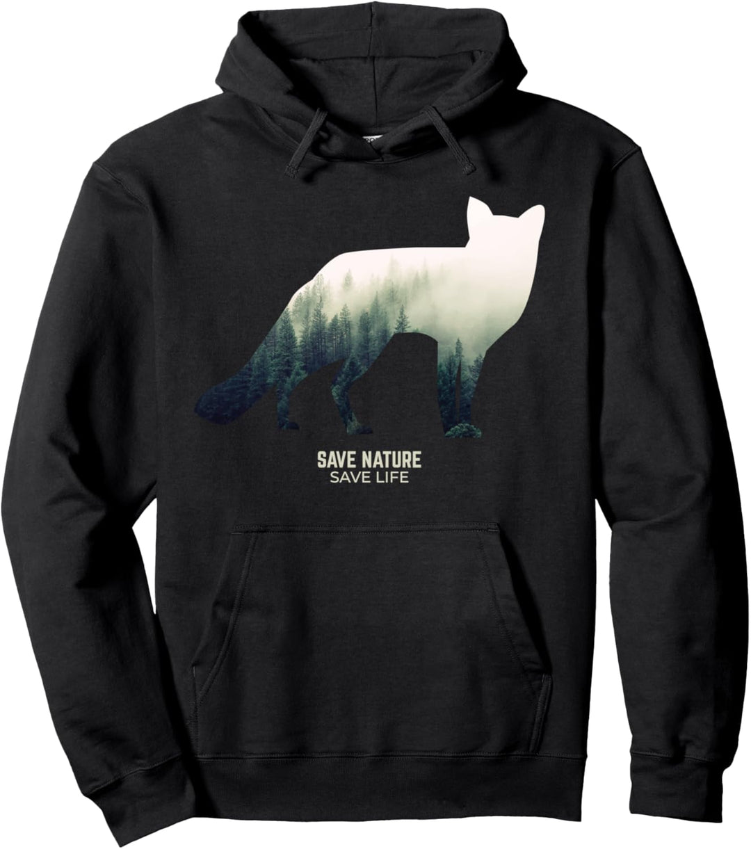 Fuchs Tiere im Wald Umwelt Klimaschutz Earth Day Waldtiere Pullover Hoodie