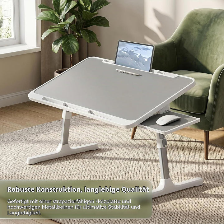 Laptop Tisch für Bett,Laptop Tisch für Sofa,Höhen- und Neigungsverstellbarer,Betttisch Klappbar mit