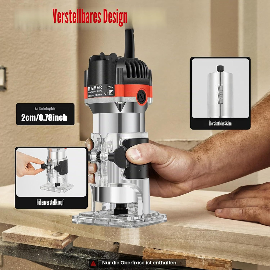 Elektrische Oberfräse Kantenfräse Holz Wood Fräsmaschine 800W - Oberfräse Professional Trimmen Einha