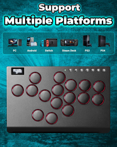 Arcade Stick, M16 Metall Arcade Controller mit Turbo und benutzerdefiniertem RGB, Arcade Fight Stick
