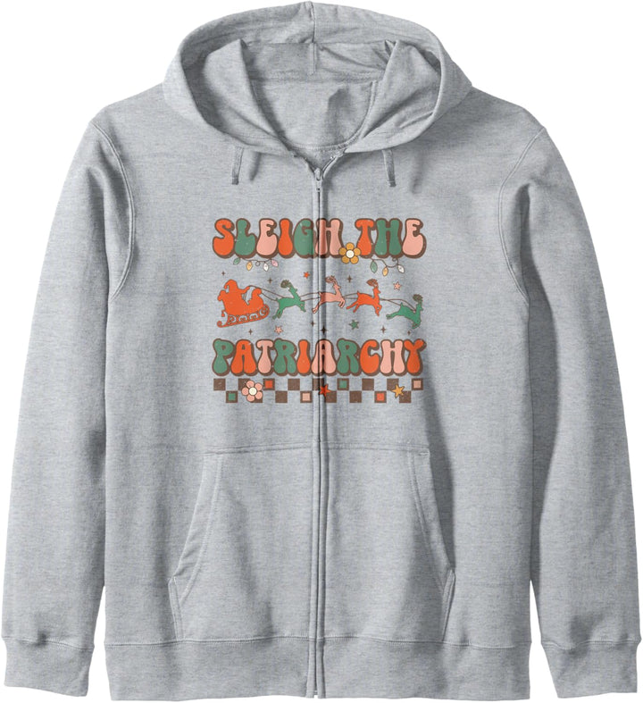 Sleigh The Patriarchy Feminist Feminism Meme Retro Christmas Kapuzenjacke