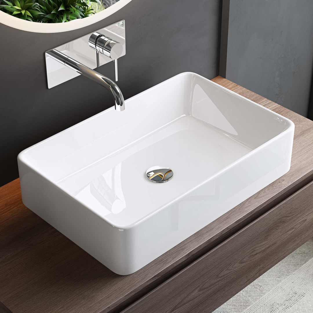 Mai & Mai Aufsatzwaschbecken aus Keramik, weiss mit Nano-Beschichtung Brüssel105D Breite: 58 cm Weis
