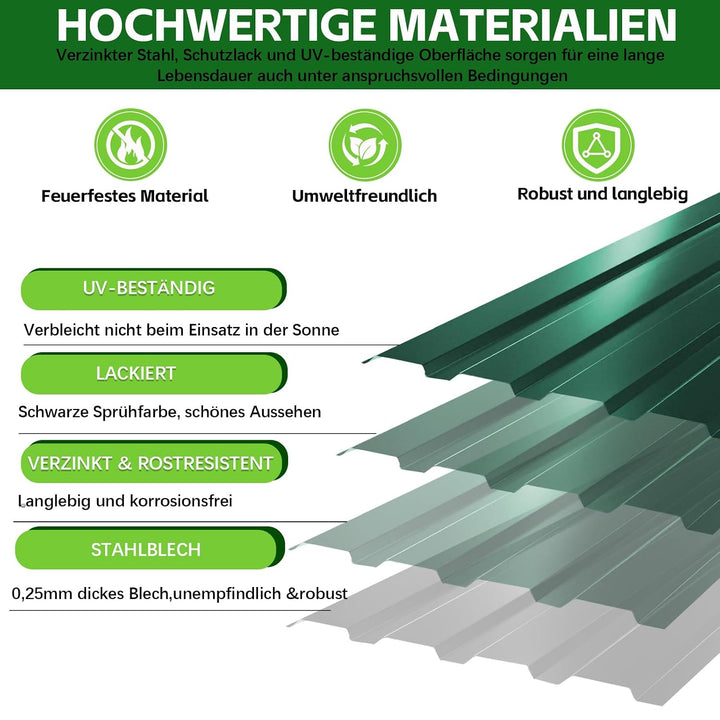 Warmfay® Profilblech Trapezblech 12er Set, 115×45 cm (6,21 m²), Wetterfest Rostresistent Verzinkte W