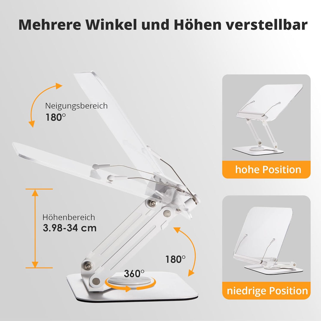 SupeDesk Buchständer, verstellbarer Buchhalter Leseständer mit 360° drehbarer Aluminiumlegierungsbas