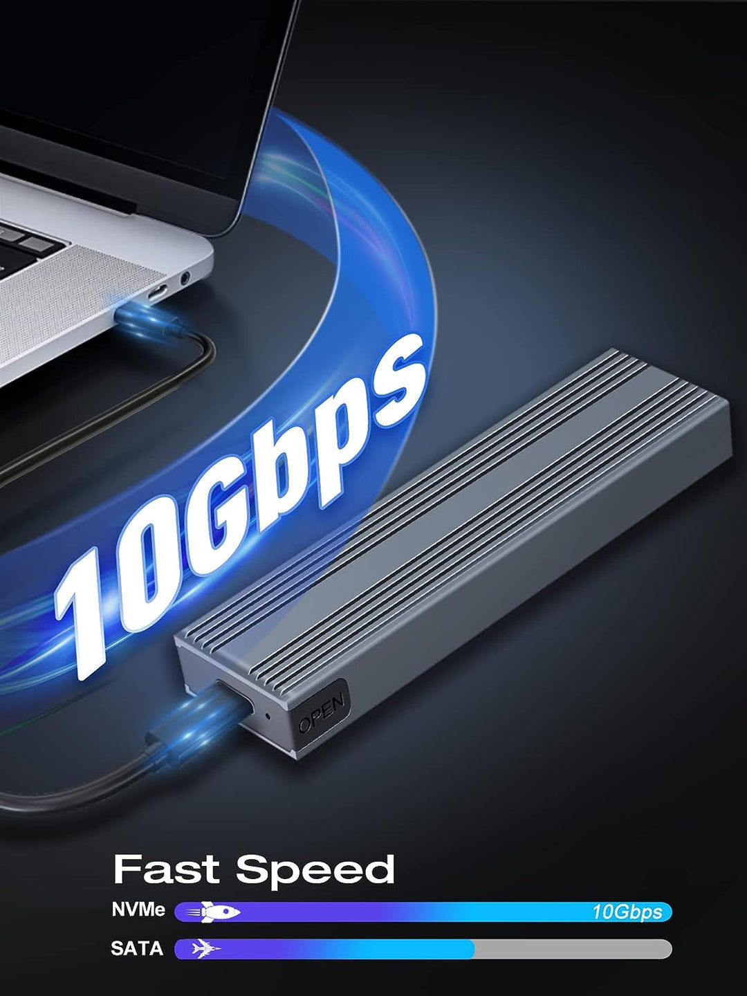 VCOM M.2 NVMe SSD Gehäuse, 10Gbps NVMe PCIe auf USB Adapter mit USB 3.2 Gen2, werkzeugfreie Installa