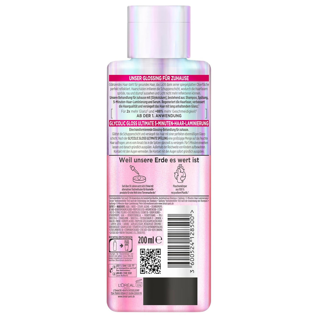 L'Oréal Paris Elvital Glycolic Gloss 5 Minuten Haar-Laminierung für glanzloses und stumpfes Haar, Gl