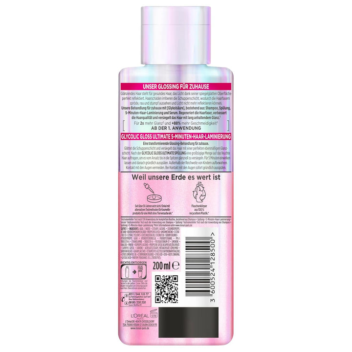 L'Oréal Paris Elvital Glycolic Gloss 5 Minuten Haar-Laminierung für glanzloses und stumpfes Haar, Gl