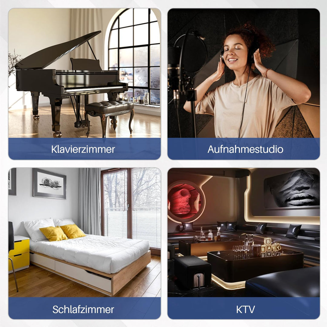 Fiqops 18er Hexagon Akustikpaneele Selbstklebend Akustikplatten Schwarz Hohe Dichte Schallabsorber P
