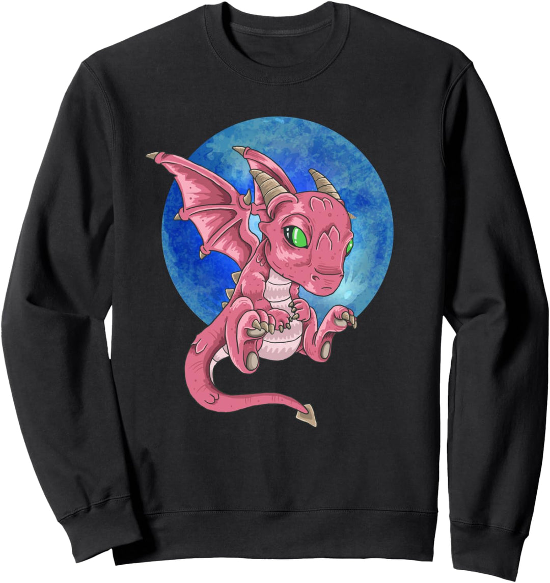 Verschlafener Baby Drache im Nachthimmel Vollmond Sweatshirt