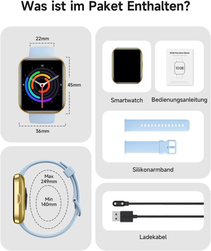 Smartwatch Herren Damen mit Telefonfunktion Alexa, 1,85" HD AMOLED-Display Smart Watch, 110+ Sportmo