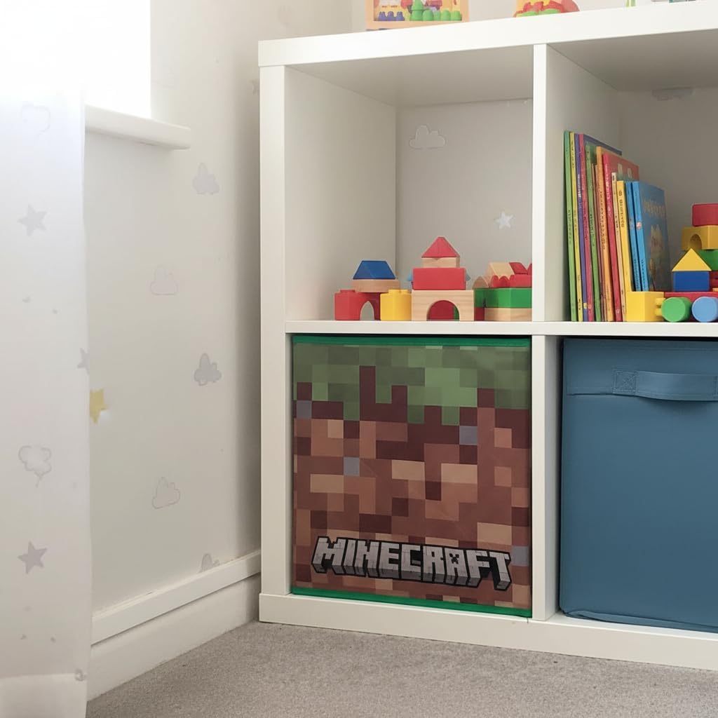 HOX Kids Faltbare Aufbewahrungsbox Stoff Spielzeug Aufbewahrungswürfel mit Griffen - Minecraft