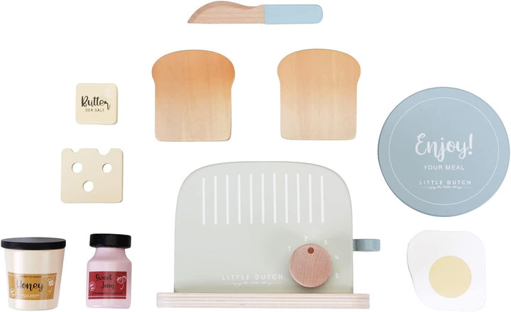 Little Dutch FSC Holz Toaster Set 10-teilig (Mehrfarbig), Mehrfarbig