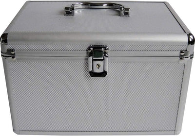 MediaRange Archivierungskoffer für 200 Discs, Aluminium-Optik, mit Einhängetaschen, silber, 18cm Sin