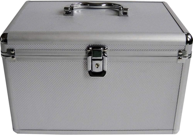 MediaRange Archivierungskoffer für 200 Discs, Aluminium-Optik, mit Einhängetaschen, silber, 18cm Sin