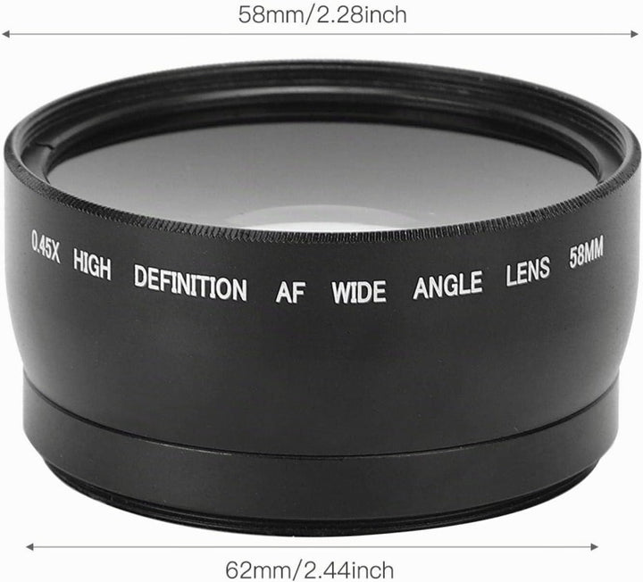 VBESTLIFE 58MM 0,45X Weitwinkel-Makroobjektiv Passend für Alle 58MM-Durchmesser-Kameraobjektive, für