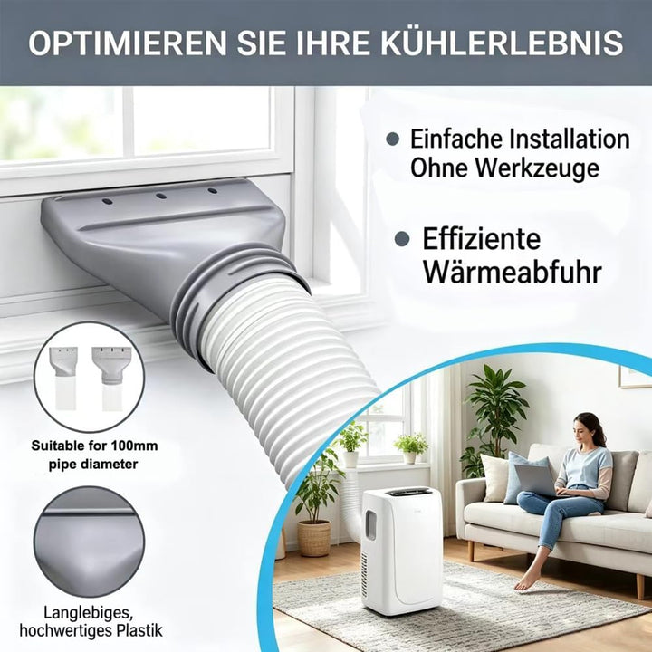 Klimaanlage Abluftschlauch Adapter Flach für Fenster, Klima Abluftschlauch Fensteradapter 130mm/150m