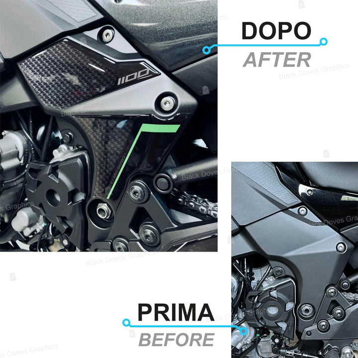 Harzbeschichtete 3D-Aufkleber Schutz kompatibel/Ersatz für Kawasaki Versys 1100 SE 2025 Metallic Gra