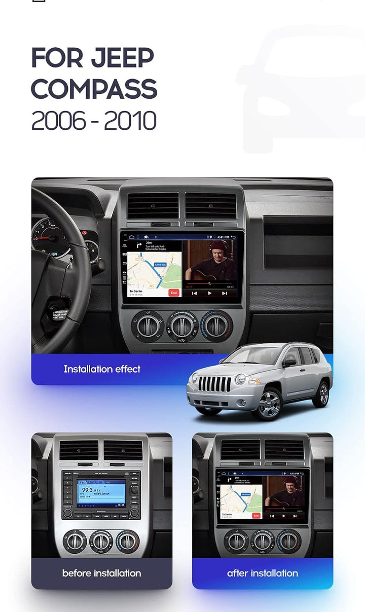 JOYX Android 12 IPS Autoradio Passt für Jeep Compass 1 MK (2006-2010) - [4G+64G] - Eingebaut DSP/Car