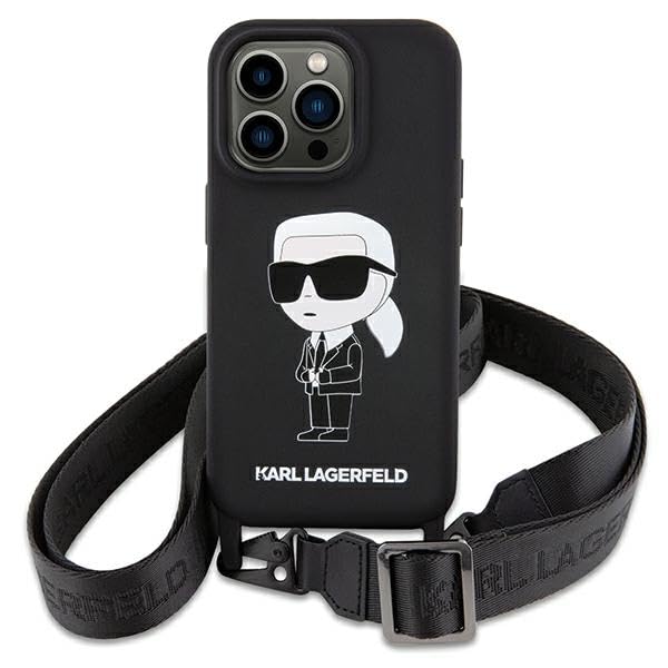 KARL LAGERFELD KLHCP15SSCBSKNK Hülle für iPhone 15 6.1" hardcase Schwarz Crossbody Silicone Ikonik