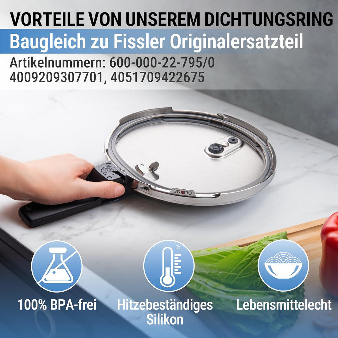 3x Dichtung 39156 22cm für Fissler Vitaquick, Vitavit Comfort Vitavit Premium Vitavit edition Schnel