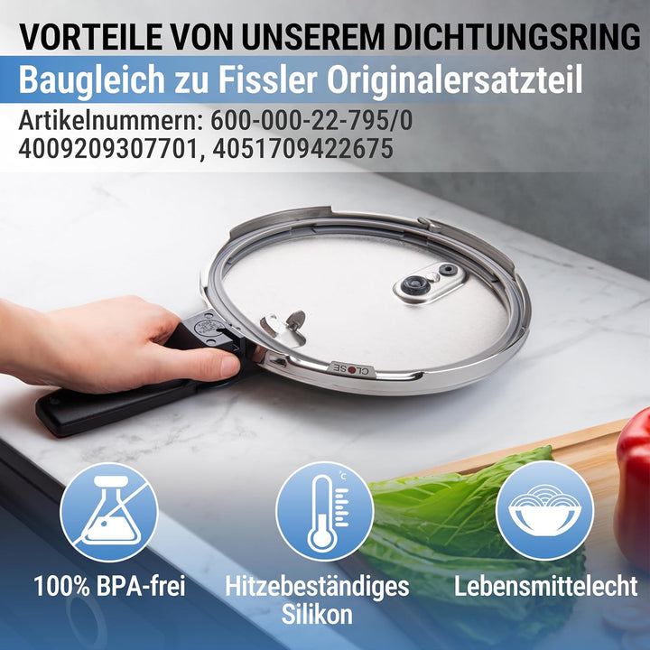 3x Dichtung 39156 22cm für Fissler Vitaquick, Vitavit Comfort Vitavit Premium Vitavit edition Schnel